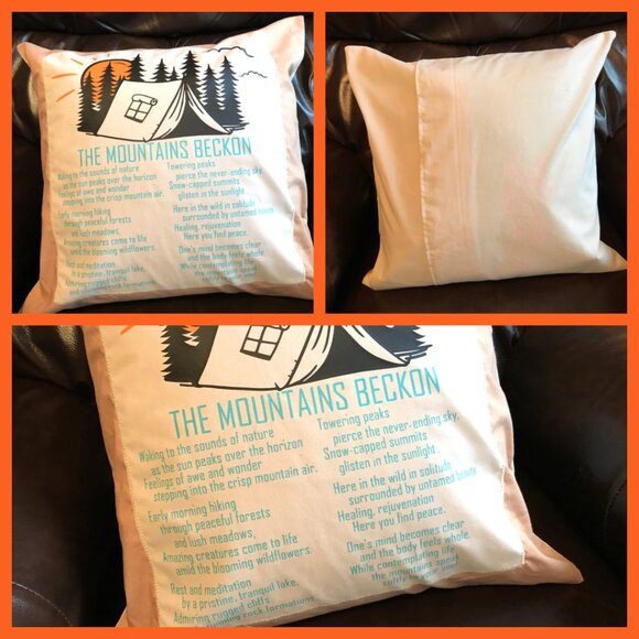 Mountain Adventure Pillow Cover, 18 x 18: Tent Camping Theme Cabin Decor - Picture 9 of 9